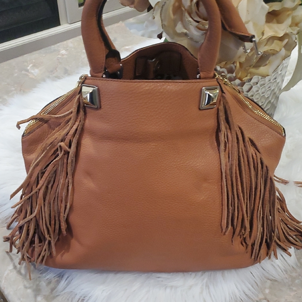 Flawed Rebecca Minkoff Tan Leather Fringe Hand Bag - Picture 17 of 17